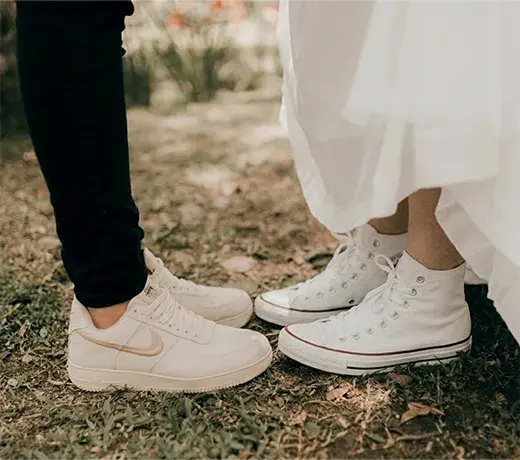 wedding dress with Converse trainers