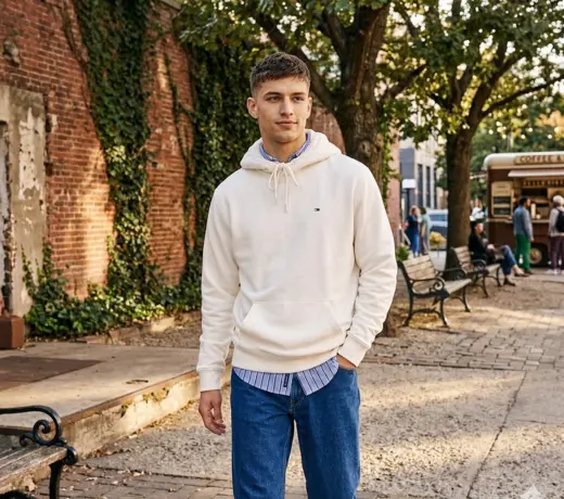 Look homme avec un sweat Tommy Hilfiger