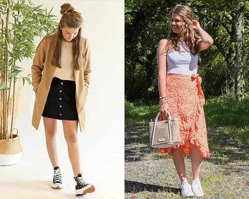 look féminin avec des baskets femme