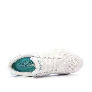 Baskets Blanc/Turquoise Femme Skechers Uno vue 4