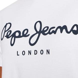 T-shirt Blanc Homme Pepe Jeans Original Stretch vue 3
