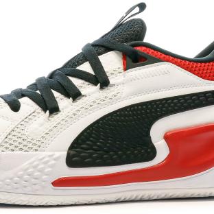 Chaussures de Basketball Blanche/Noire/Rouge Homme Puma Court Rider vue 7