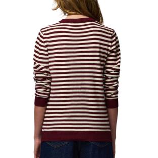 Gilet Bordeaux/Blanc Femme Pieces Nora vue 0