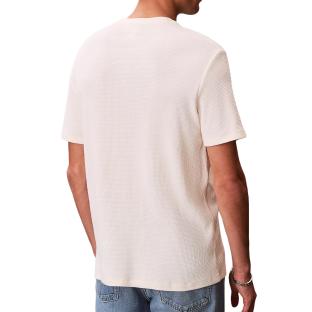 Beiges Herren-T-Shirt von Calvin Klein Jeans mit Waffel-Emblem Ansicht 0