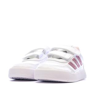 Baskets Blanc/Rose Fille Adidas Tensaur vue 0