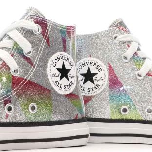 Baskets Grises à paillettes Fille Converse All Star Glitter vue 7