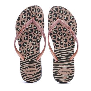 Tongs Noir/Rose Havaianas Slim Animal Infradito vue 0
