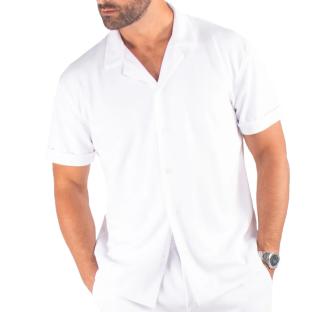 Chemise Manches Courtes Blanche Homme Paname Brothers pas cher