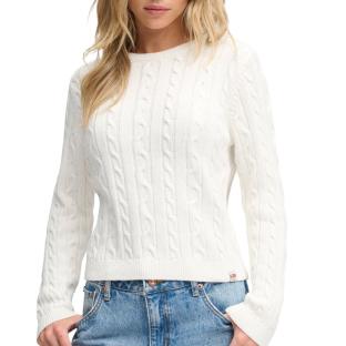 Pull Blanc Femme Superdry Essentials Cable Jumper vue 0