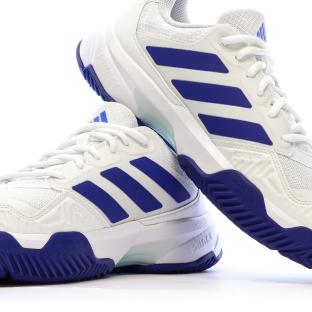 Baskets Blanches/Bleu Homme Adidas Courtjam vue 0