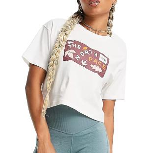 T-shirt Blanc Femme The North Face Leaf Draw Crop pas cher