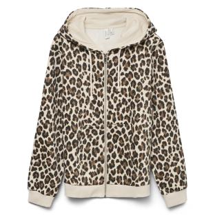 Sweat Zippé Léopard Beige Femme Vero Moda Clippa pas cher