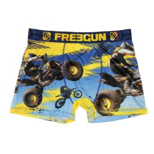 Boxer Jaune/Marine/Bleu à Imprimés Homme Freegun Vib pas cher