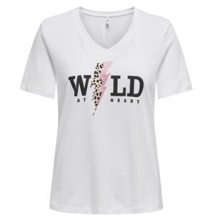 T-Shirt Blanc/Rose Femme Only Henny Life vue 0