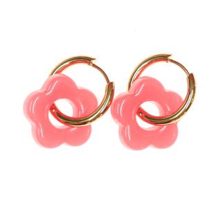 Boucles Oreilles Fushia Femme Clio Blue Fleurs 20mm pas cher