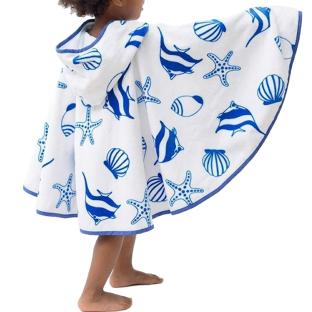 Poncho Blanc/Bleu Enfant Les Antillaises Mer vue 0