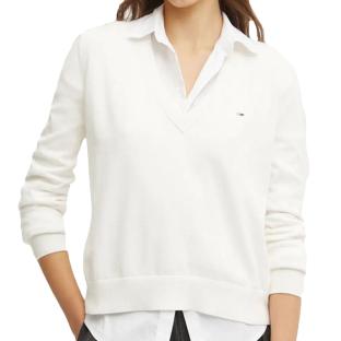 Pull Blanc Femme Tommy Hilfiger Vneck pas cher
