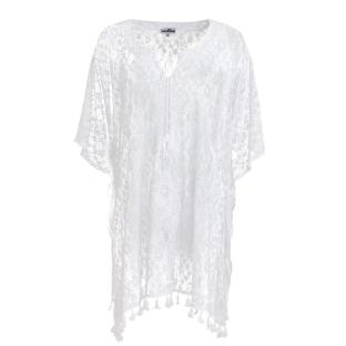 Robe Blanche Sur Maillot Femme Lagon Bleu Kaftan Dentelle vue 0