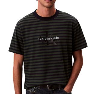 T-Shirt Vert/Marine Homme Calvin Klein Jeans Stripe vue 0
