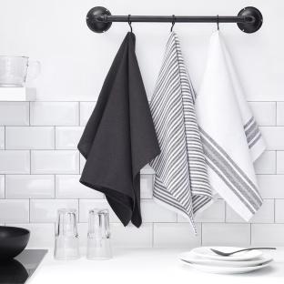 Lot De 3 Torchons Imprimé Noir Today Essential vue 0