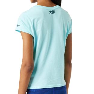 T-shirt Bleu Femme technique Mizuno Athletic vue 2