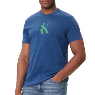 T-Shirt Bleu Homme Calvin Klein Jeans Center LV04RC857G pas cher