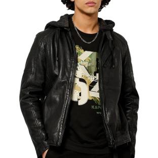 Veste En Cuir Noire Homme Kaporal Kp Luine pas cher
