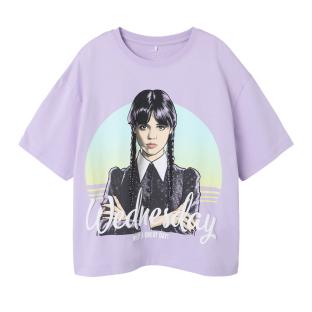 T-shirt Violet Fille Name it Wednesday pas cher