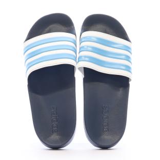Claquettes Marine/Blanc/Bleu Adidas Adilette Shower vue 3