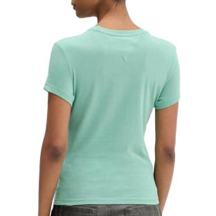 T-Shirt Slim Vert Femme Tommy Hilfiger Logo vue 2