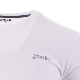 T-shirt Blanc Homme Schott O Neck Jeff vue 3