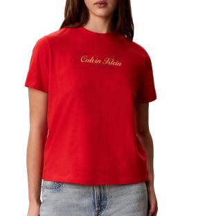 T-Shirt Rouge Femme Calvin Klein Jeans Classic Script vue 0