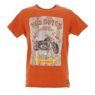 T-shirt Orange Homme Von Dutch RACE pas cher