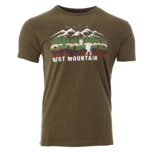 T-shirt Kaki/Blanc Homme Best Mountain 2002 pas cher