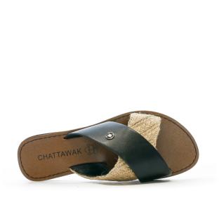 Claquettes Croisées Noires Femme Chattawak Brana vue 0