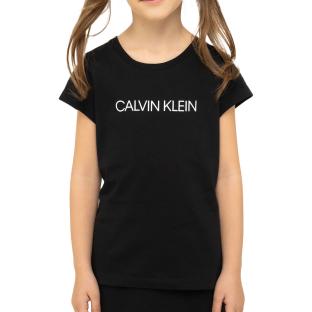 T-shirt Noir Fille Calvin Klein Jeans Institutional vue 0