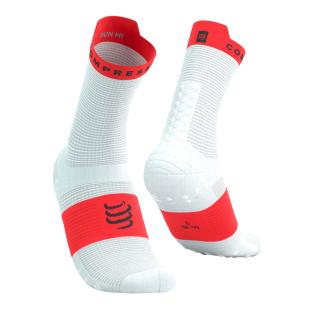 x1 Paires Chaussettes Blanc/Rouge Mixte Compressport Pro Racing Socks V4.0 pas cher