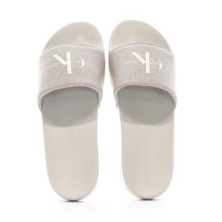 Claquettes Blanche/Grise Homme Calvin Klein Jeans Slide Monogram vue 3