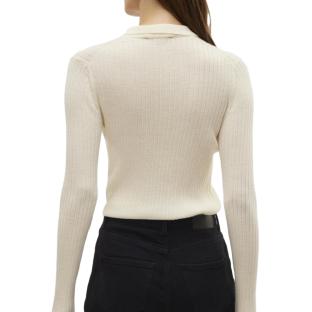 Polo Manches Longues Écru Femme Vero Moda Mohana vue 2