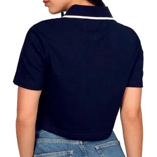 Polo Crop Top Marine Femme Tommy Hilfiger Badge vue 2