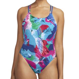 Maillot de bain 1 pièce Bleu/Rose Femme Nike Spiderback pas cher
