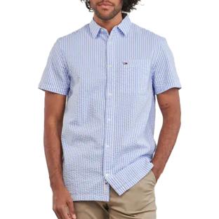 Chemisette Manches Courtes Blanc/Bleu Homme Tommy Hilfiger Reg Stripe Seers pas cher