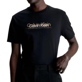 T-shirt Noir Homme Calvin Klein Jeans Double Flock pas cher