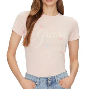 T-shirt Rose Femme Guess N Gj Ss Slim Flower pas cher