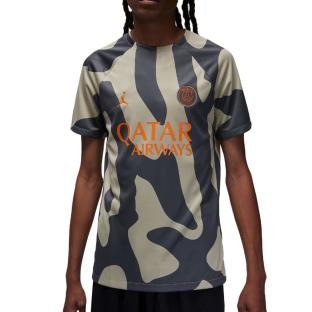 PSG Maillot Prématch Gris/Beige Homme Nike Jordan 2023/2024 pas cher