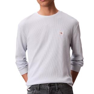 Sweat Blanc Homme Calvin Klein Jeans Waffle Badges vue 0