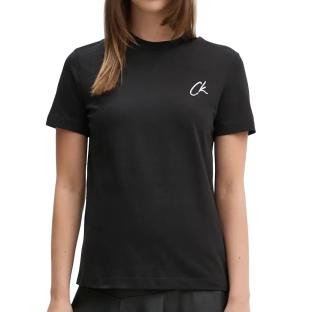 T-shirt Noir Femme Calvin Klein Jeans Embroidered pas cher