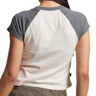 T-shirt Écru/Gris Femme Superdry Raglan vue 2