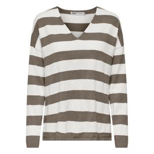 Pull Marron à Rayures Femme Only Chianti pas cher