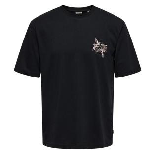 T-Shirt Noir/Rose Homme Only & Sons Tristan vue 0